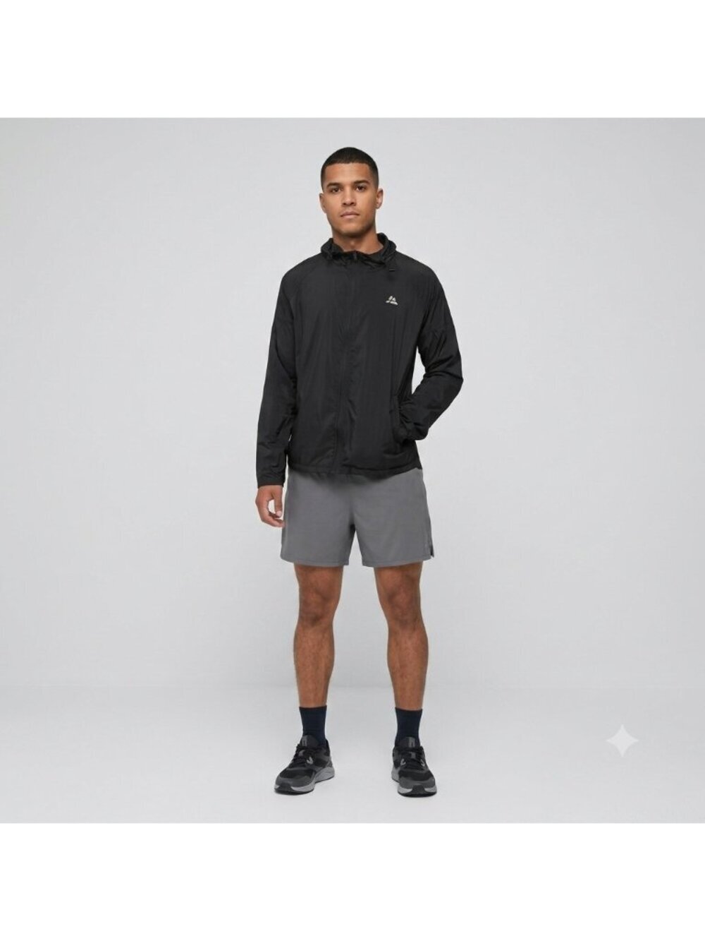 Danish Endurance Windbreaker Jacket US M Black Pockes Zip Hood Outdoors Casual